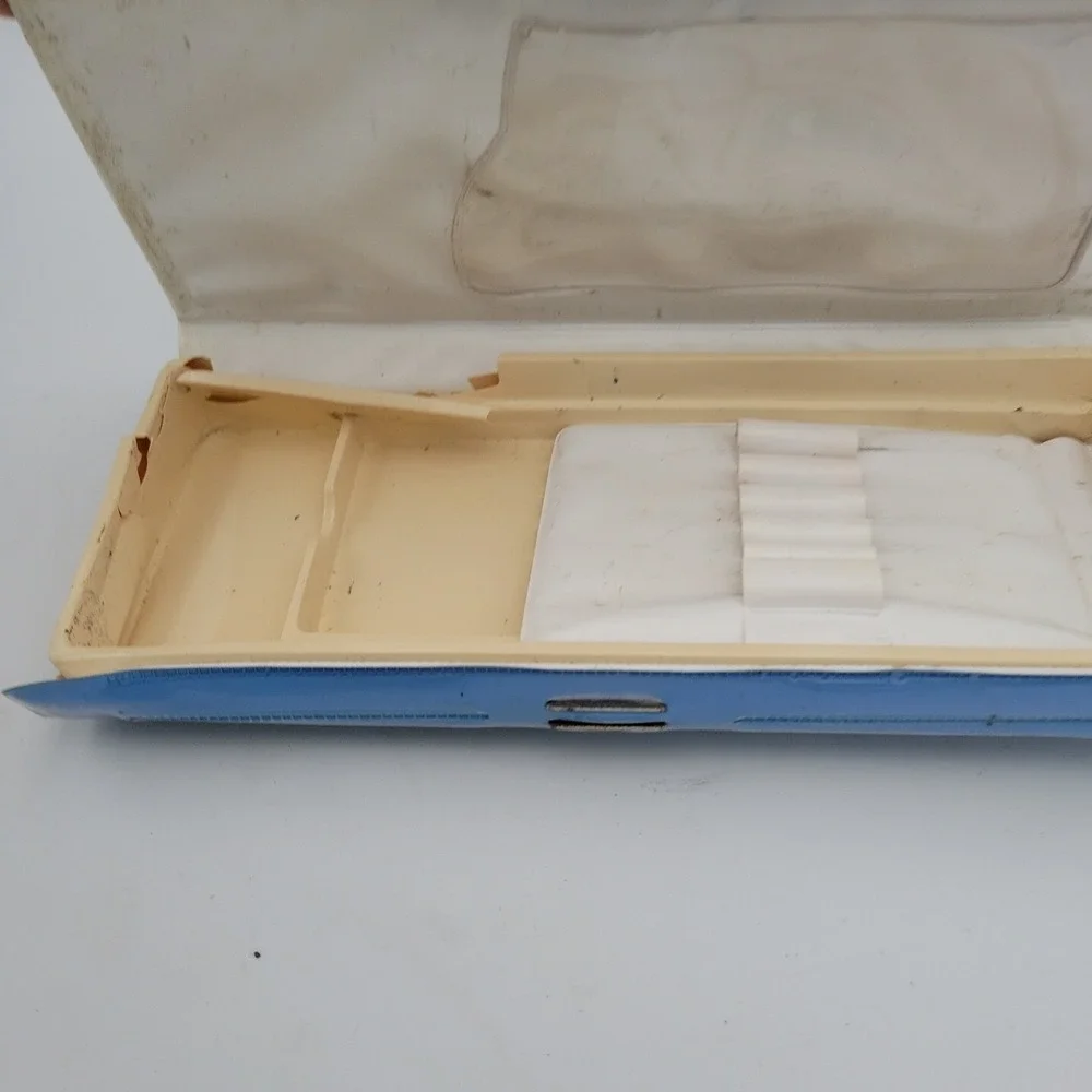 VTG Walt Disney Mickey Mouse Ave School Vinyl Pencil Box Case School Bus Blue